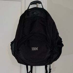 Black IBM Laptop Tablet Travel Carry Geek Canvas Backpack w/ Hip Brace EUC